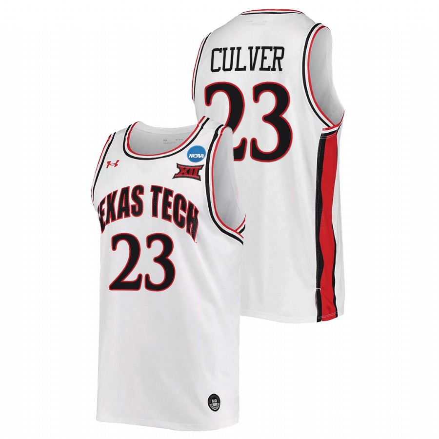 men texas tech red raiders jarrett culver alumni retro basketball white jersey