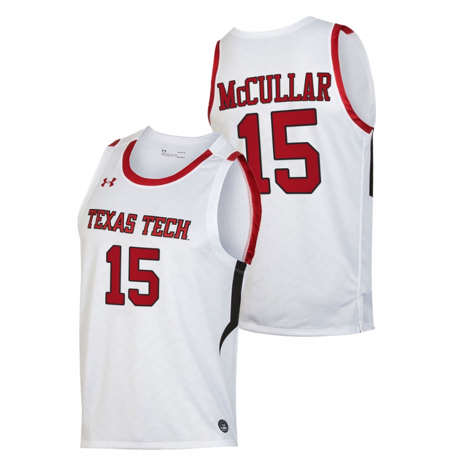 men texas tech red raiders kevin mccullar 2022 replica college basketball white jersey