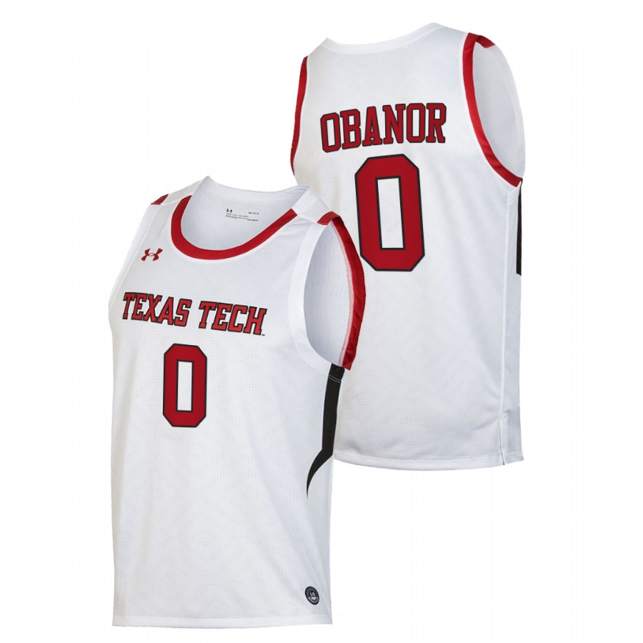 men texas tech red raiders kevin obanor 2021 top transfers home white jersey