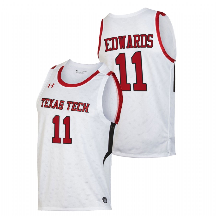 men texas tech red raiders kyler edwards 2020 21 basketball replica white jersey