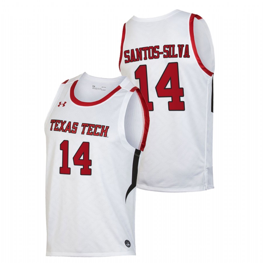 men texas tech red raiders marcus santos silva 2020 21 basketball replica white jersey