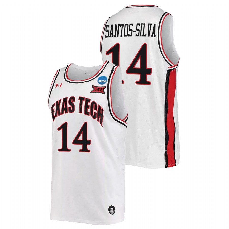 men texas tech red raiders marcus santos silva retro basketball 2022 ncaa march madness white jersey