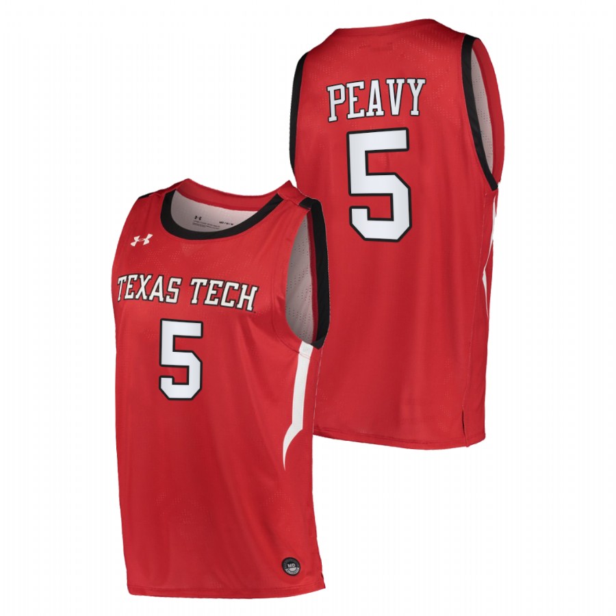 men texas tech red raiders micah peavy 2020 21 basketball alternate red jersey