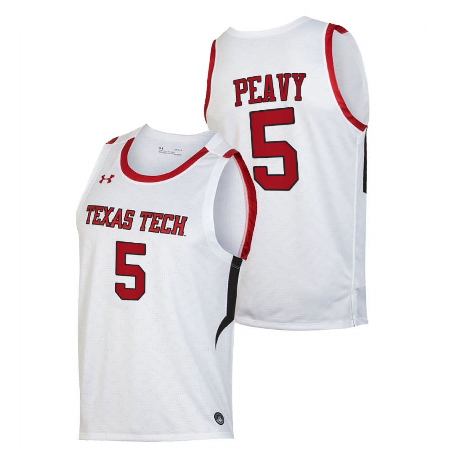 men texas tech red raiders micah peavy 2020 21 basketball replica white jersey