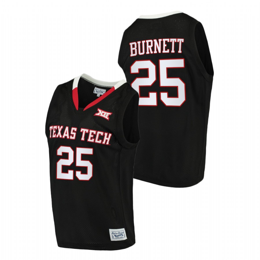 men texas tech red raiders nimari burnett 2020 21 basketball alumni limited black jersey