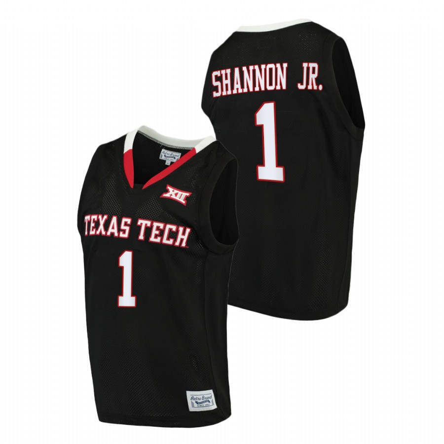 men texas tech red raiders terrence shannon jr. 2022 throwback college basketball black jersey