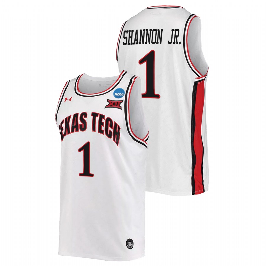 men texas tech red raiders terrence shannon jr. retro basketball 2022 ncaa march madness white jersey