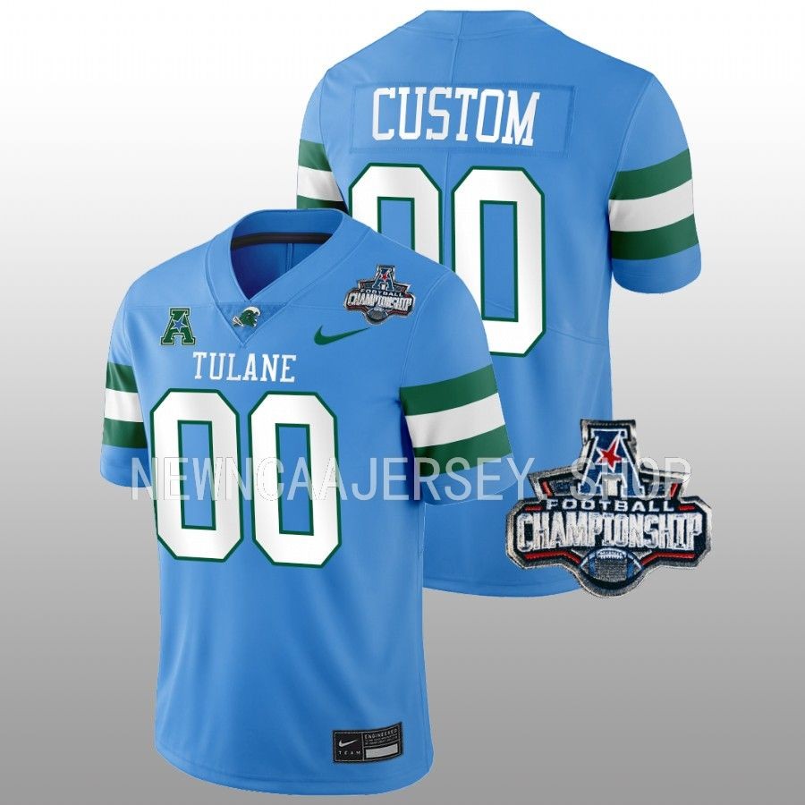 men tulane green wave custom blue 2022 acc championship football jersey