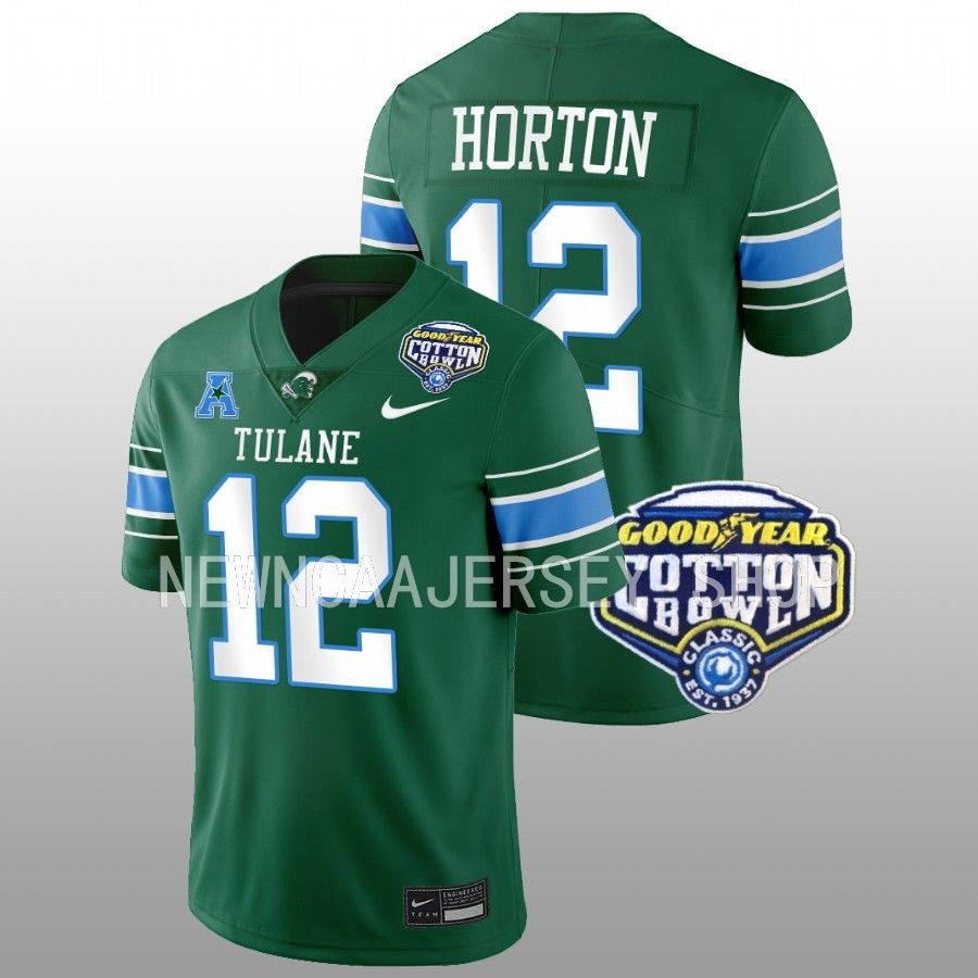 men tulane green wave kai horton college football playoff 2023 cotton bowl green jersey