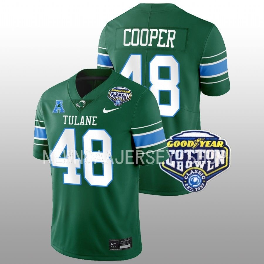men tulane green wave keith cooper college football playoff 2023 cotton bowl green jersey