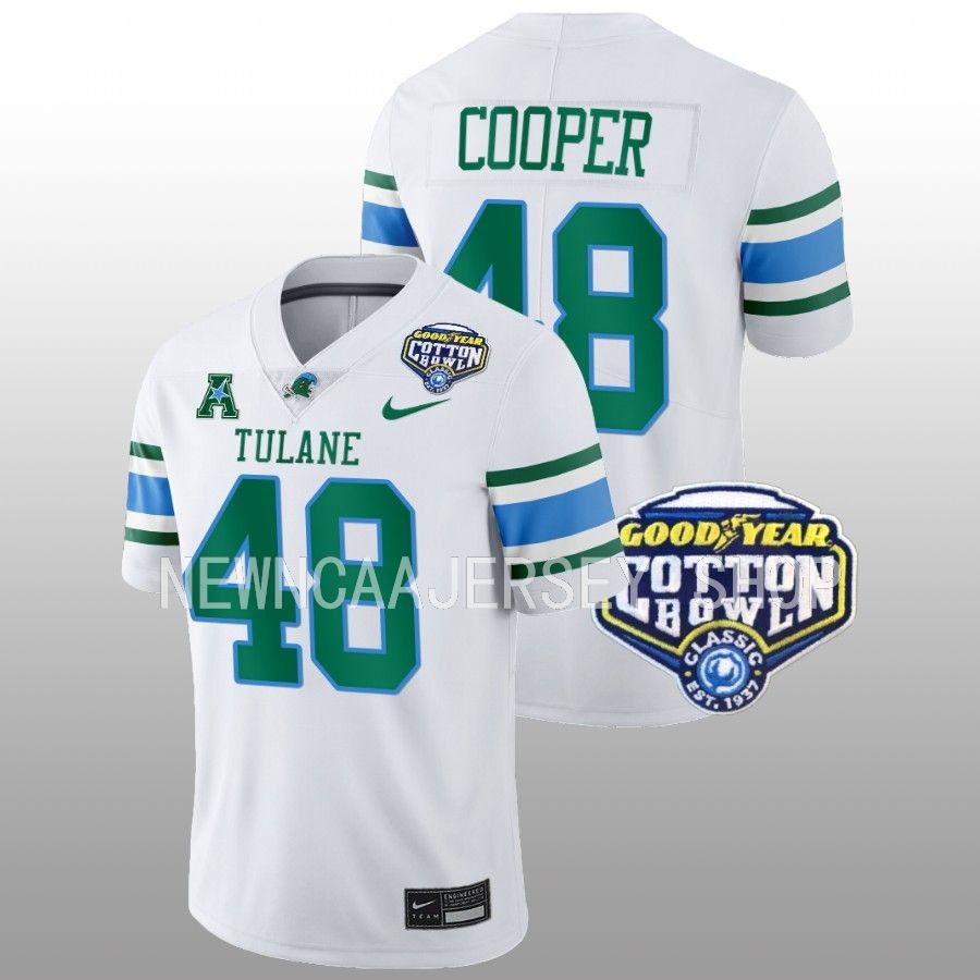 men tulane green wave keith cooper white 2023 cotton bowl college football playoff jersey