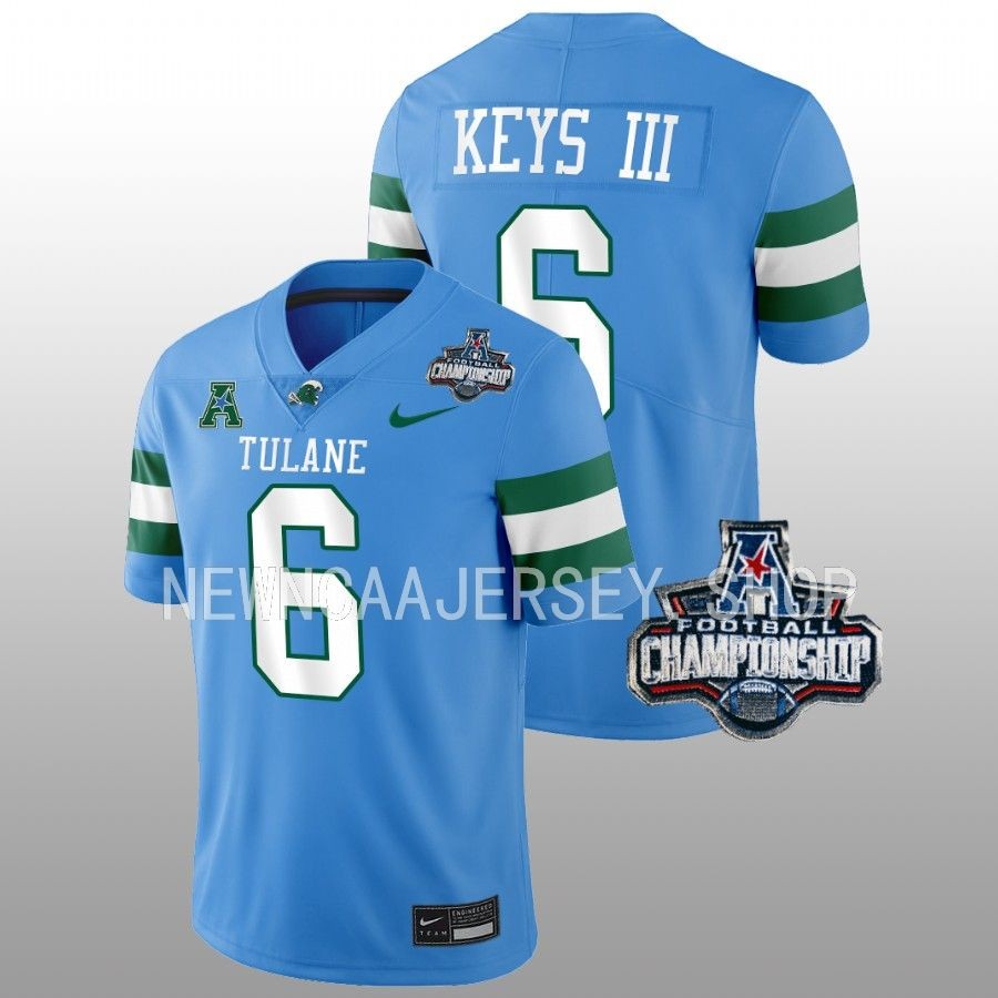 men tulane green wave lawrence keys iii blue 2022 acc championship football jersey