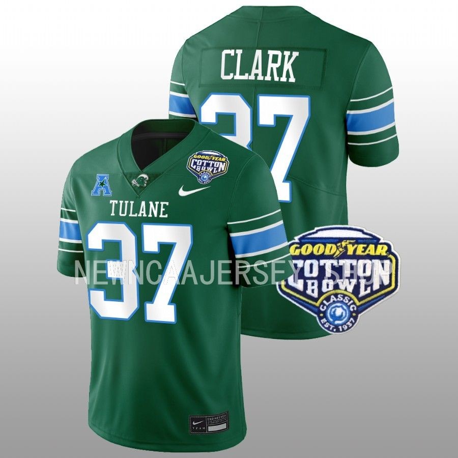men tulane green wave macon clark college football playoff 2023 cotton bowl green jersey