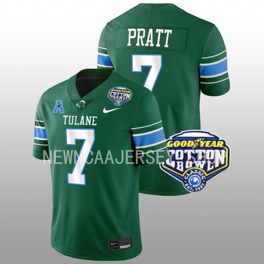 men tulane green wave michael pratt college football playoff 2023 cotton bowl green jersey