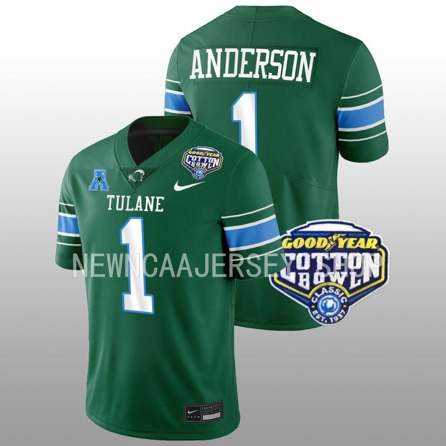 men tulane green wave nick anderson college football playoff 2023 cotton bowl green jersey