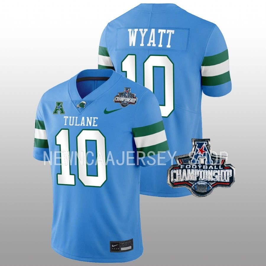 men tulane green wave shae wyatt blue 2022 acc championship football jersey