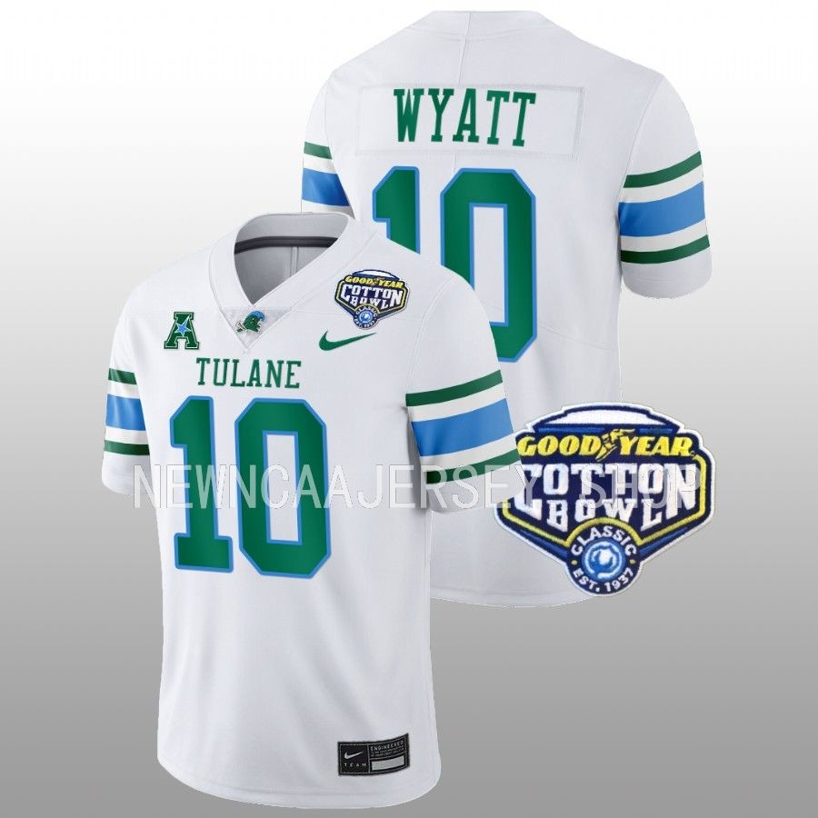men tulane green wave shae wyatt white 2023 cotton bowl college football playoff jersey