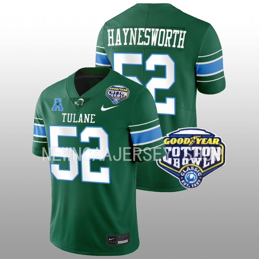 men tulane green wave sincere haynesworth college football playoff 2023 cotton bowl green jersey