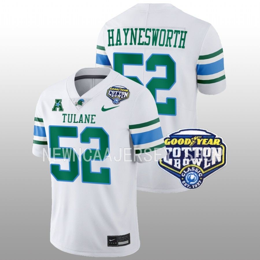men tulane green wave sincere haynesworth white 2023 cotton bowl college football playoff jersey