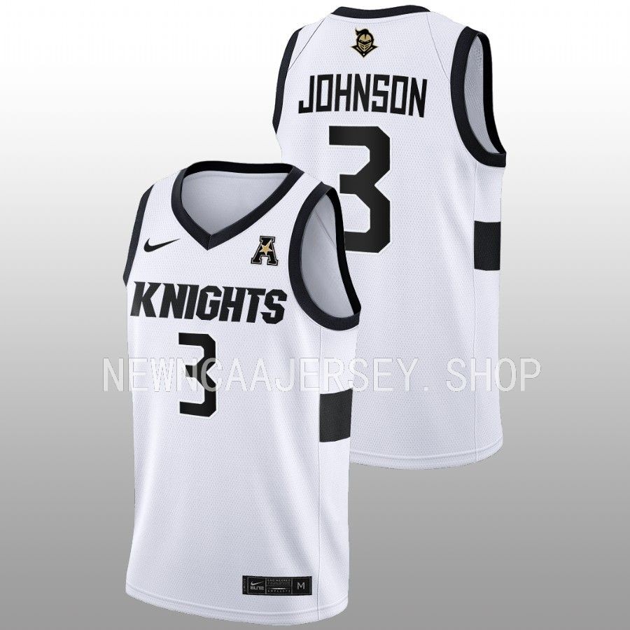 men ucf knights darius johnson 2022 23 home college basketball white jersey