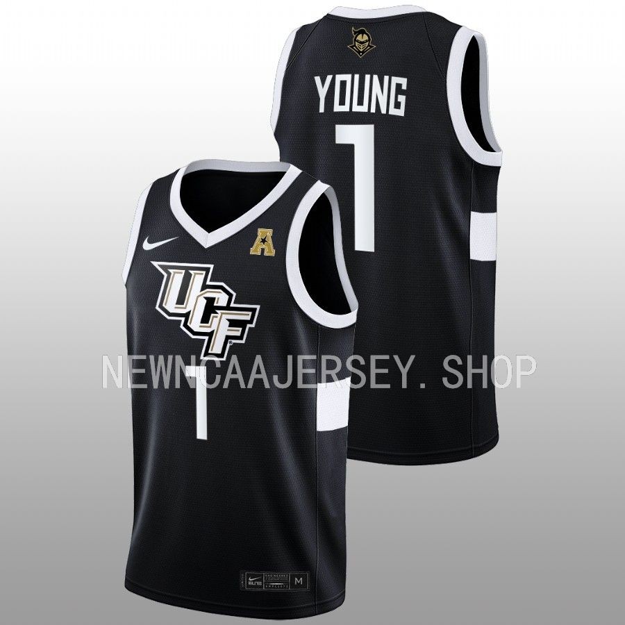 men ucf knights jayhlon young 2022 23 away college basketball black jersey