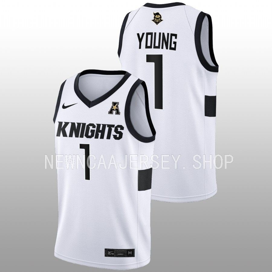 men ucf knights jayhlon young 2022 23 home college basketball white jersey