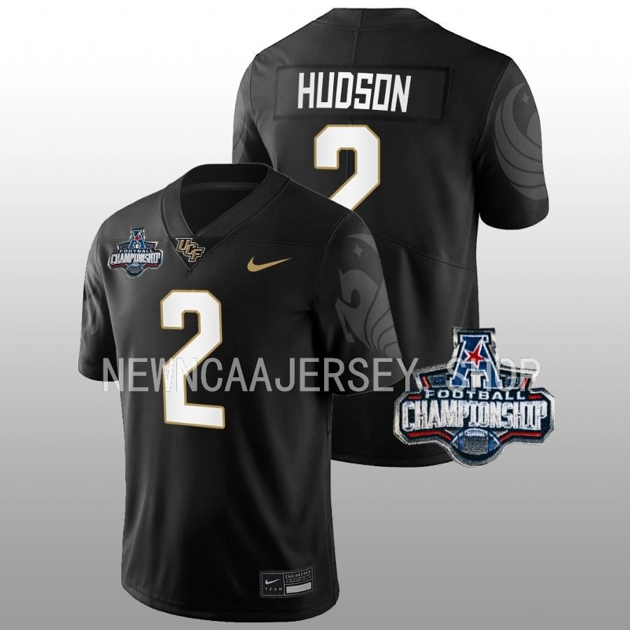 men ucf knights kobe hudson football 2022 acc championship black jersey