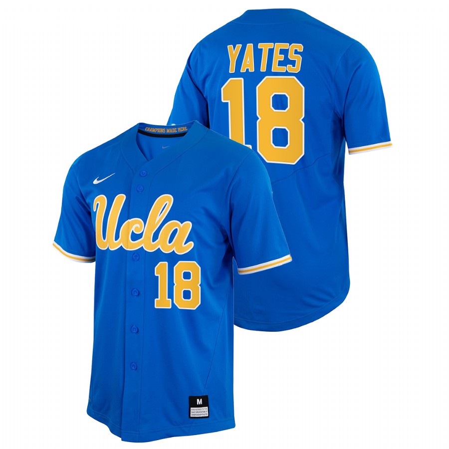 men ucla bruins carson yates royal 2022college baseball full button jersey
