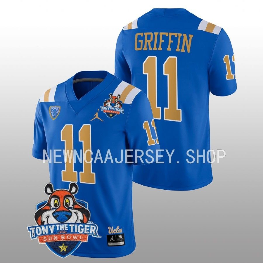 men ucla bruins chase griffin blue 2022 tony the tiger sun bowl football jersey