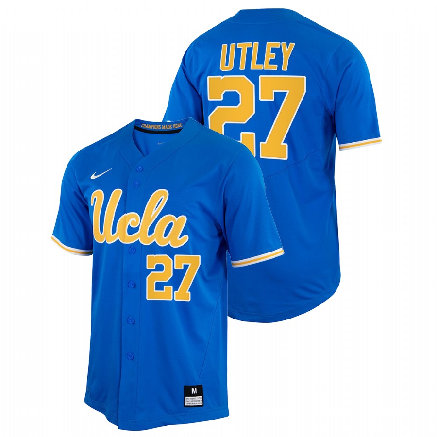 men ucla bruins chase utley royal 2022college baseball full button jersey