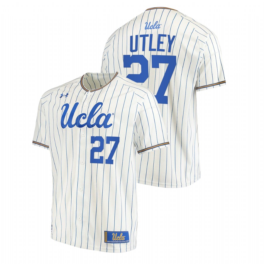 men ucla bruins chase utley white college baseball stripes jersey