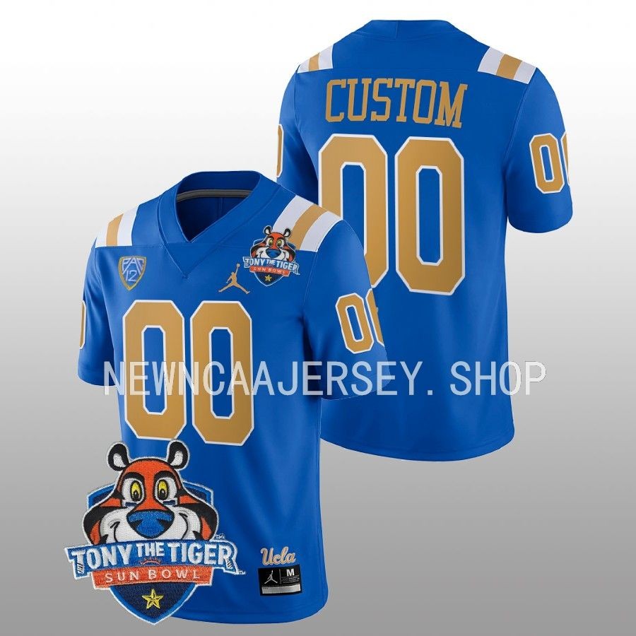 men ucla bruins custom blue 2022 tony the tiger sun bowl football jersey