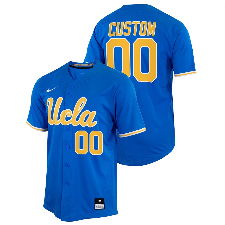 men ucla bruins custom royal 2022college baseball full button jersey