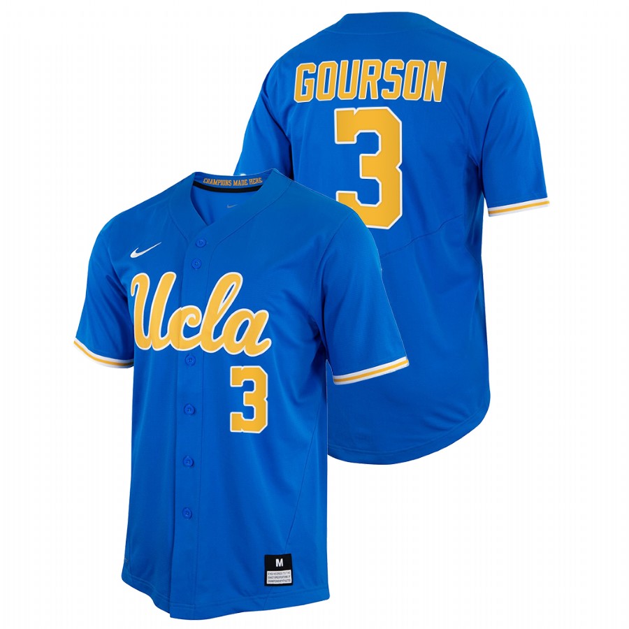 men ucla bruins ethan gourson royal 2022college baseball full button jersey