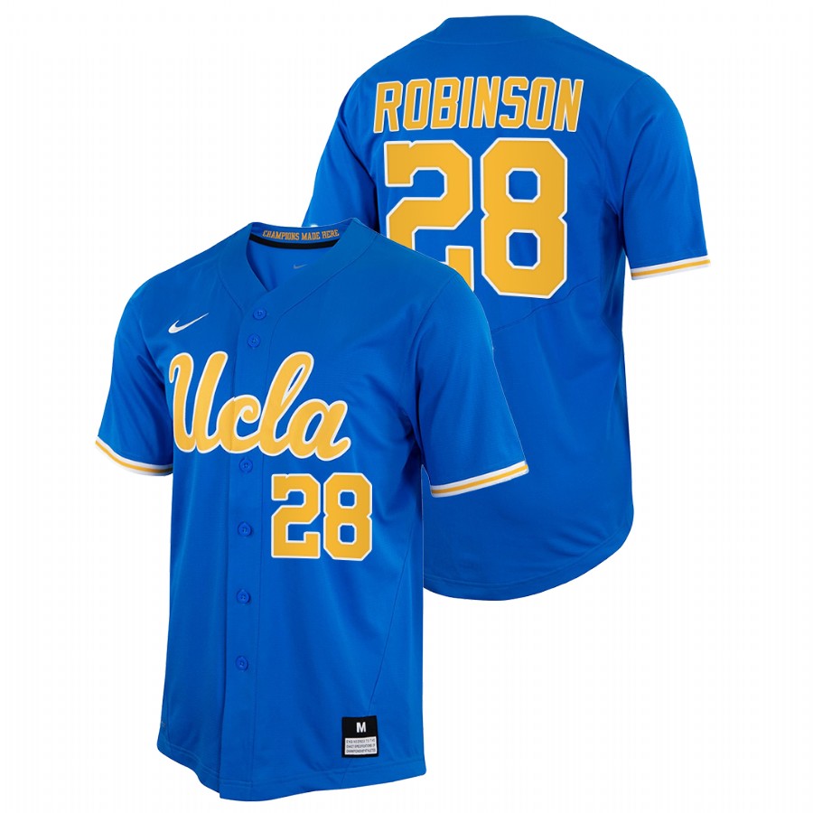 men ucla bruins jackie robinson royal 2022college baseball full button jersey