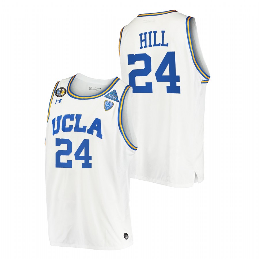 men ucla bruins jalen hill stand together college basketball white jersey
