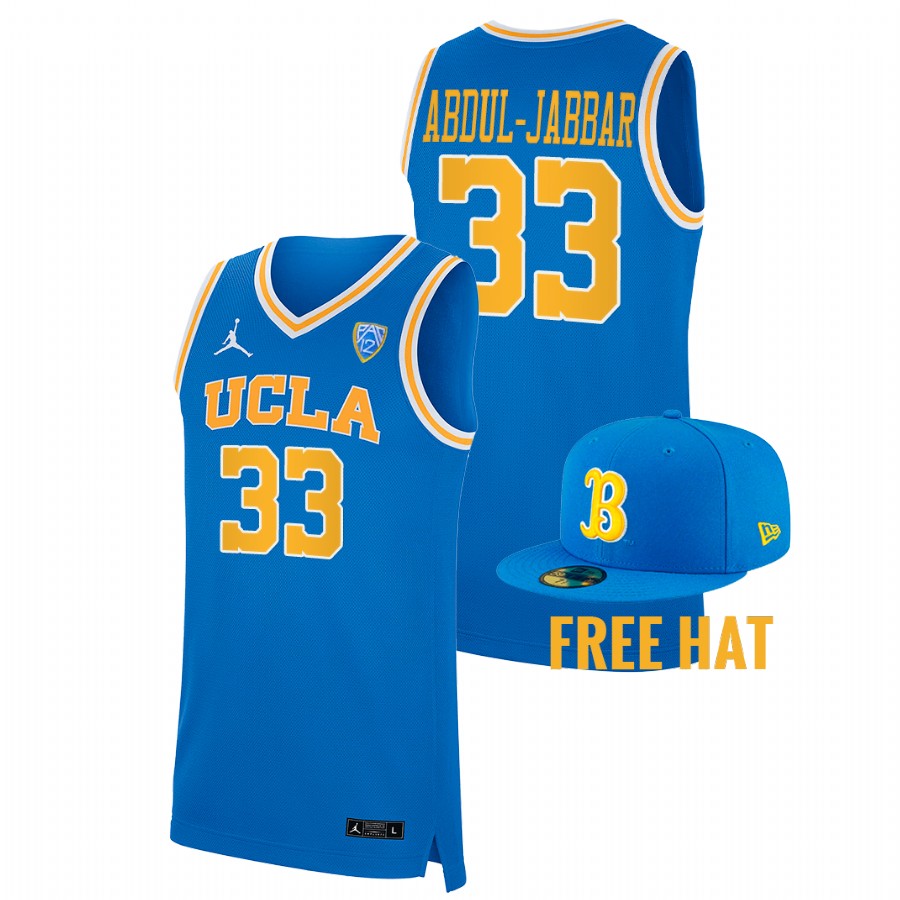 men ucla bruins kareem abdul jabbar retired college basketball blue jersey
