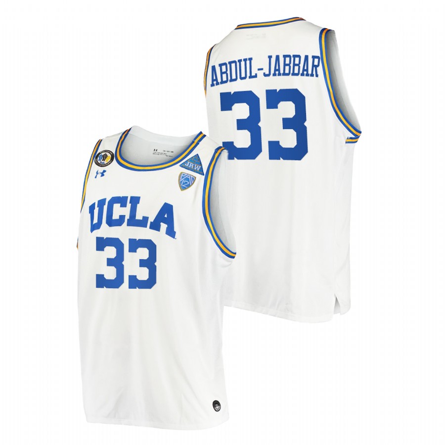 men ucla bruins kareem abdul jabbar stand together college basketball white jersey