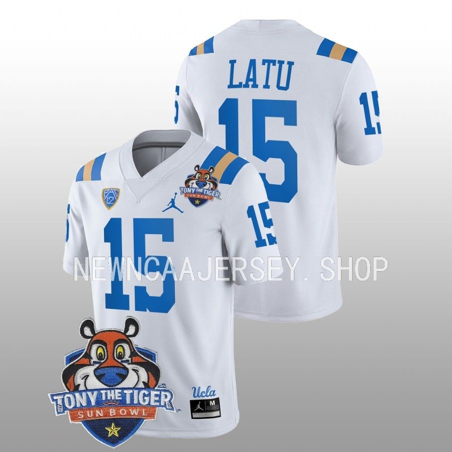men ucla bruins laiatu latu football 2022 tony the tiger sun bowl white jersey