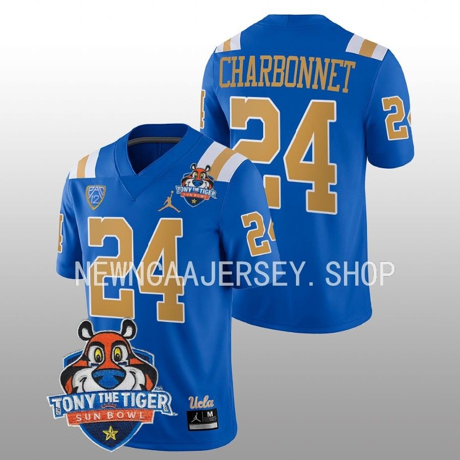men ucla bruins zach charbonnet blue 2022 tony the tiger sun bowl football jersey