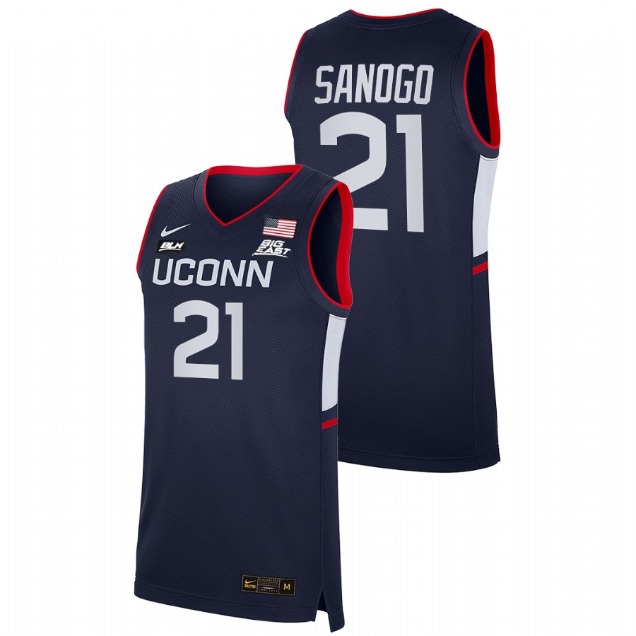 men uconn huskies adama sanogo 2021 22 blm college basketball navy jersey