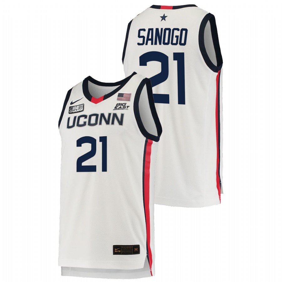 men uconn huskies adama sanogo 2021 22 replica college basketball white jersey
