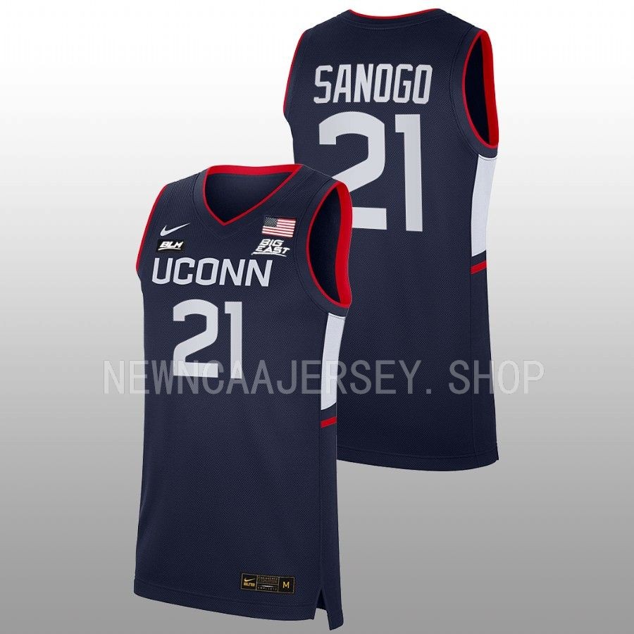 men uconn huskies adama sanogo 2022 23 replica away basketball navy jersey