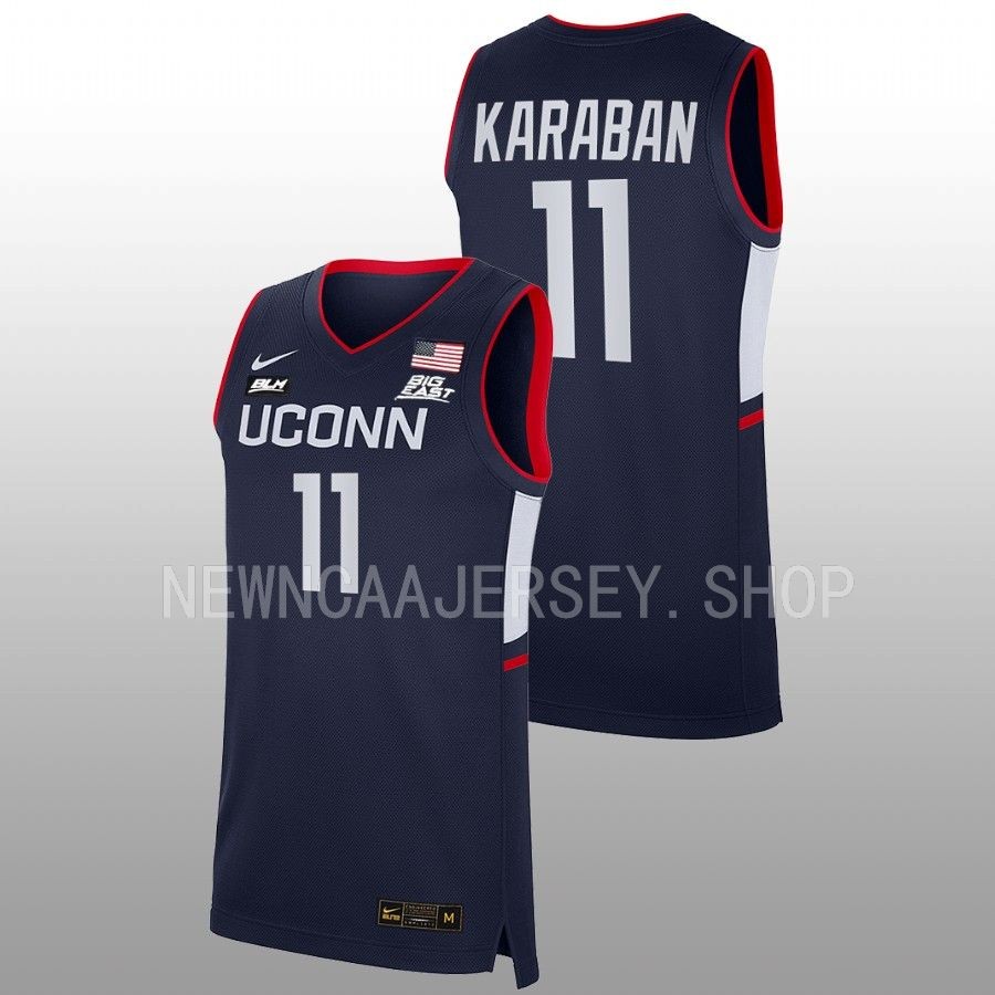 men uconn huskies alex karaban 2022 23 replica away basketball navy jersey