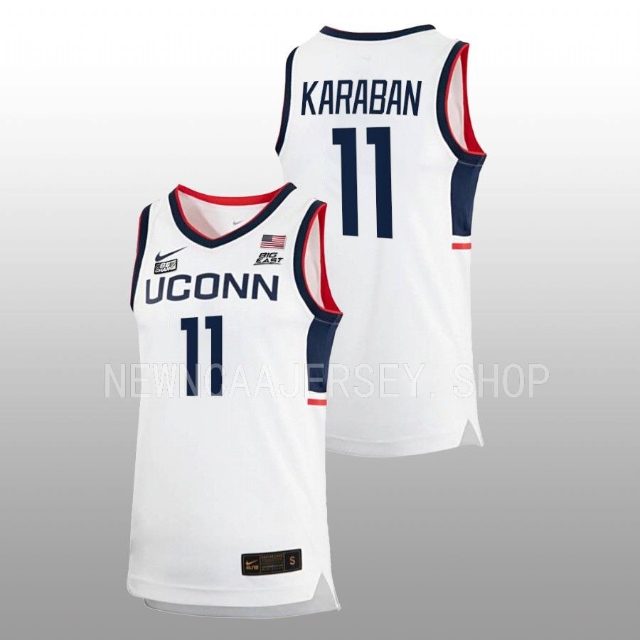 men uconn huskies alex karaban 2022 23 replica home basketball white jersey