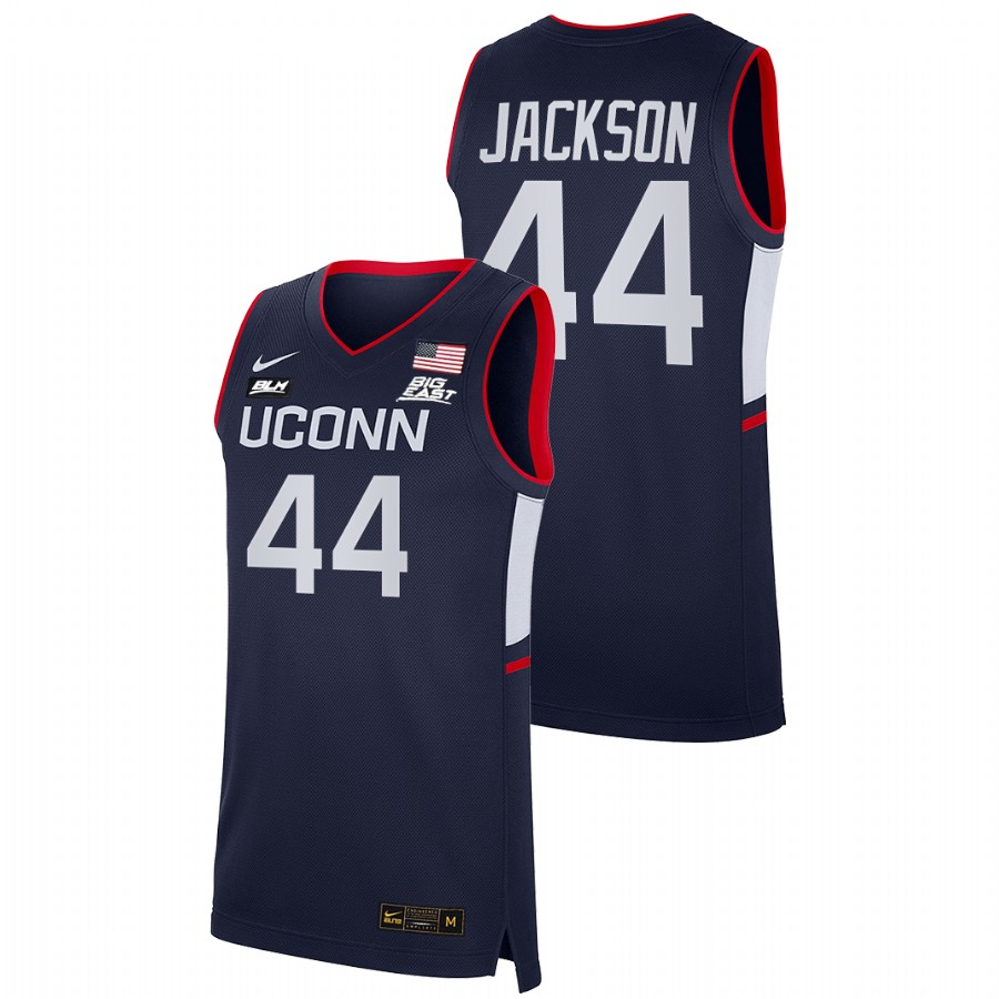 men uconn huskies andre jackson 2021 22 blm college basketball navy jersey