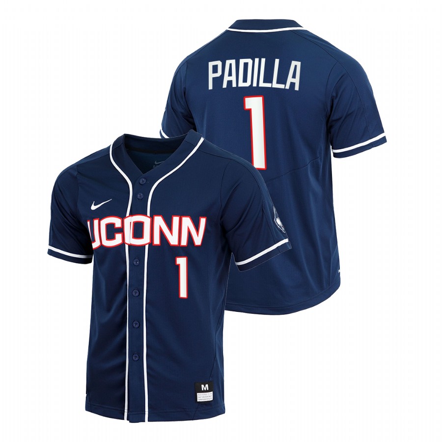 men uconn huskies bryan padilla navy college baseball replica jersey