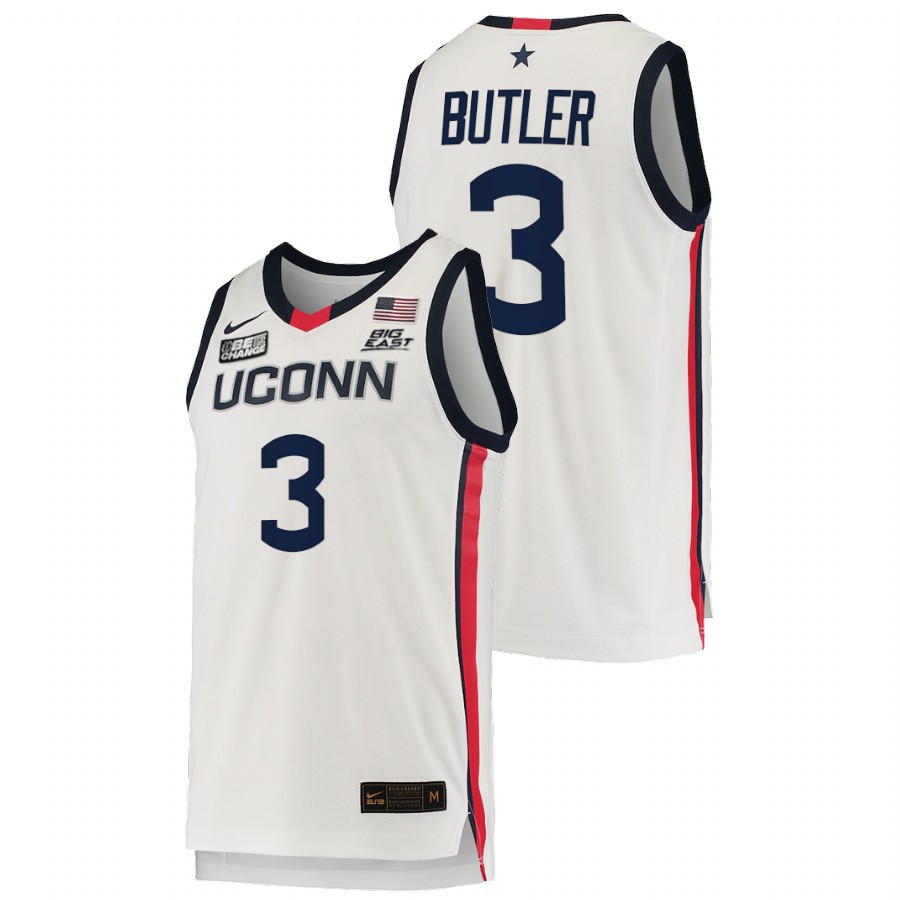 men uconn huskies caron butler alumni college basketball white jersey