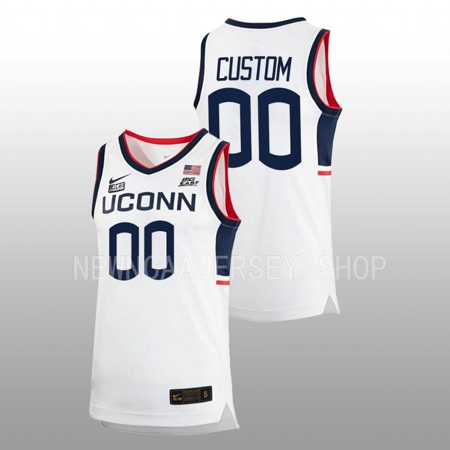 men uconn huskies custom 2022 23 replica home basketball white jersey