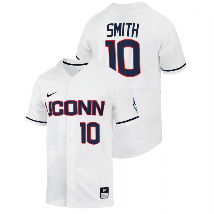 men uconn huskies david smith white 2022college baseball full button jersey